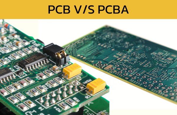Comparison of a printed circuit board and an assembled circuit board